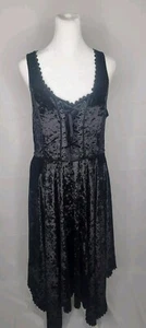 Hot Topic Black Velvet Hanky Hem Dress Size XL Emo Goth Halloween - Picture 1 of 6