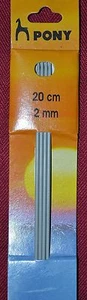 2mm (14 gauge) PONY 20cm length Double Point Knitting Needles - Picture 1 of 1