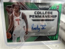 2023-24 Ricky Council IV Prizm Draft Picks College Penmanship Green Auto # 24/25