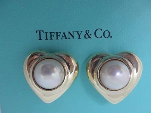 Vintage Rare Tiffany 18K Yellow Gold & Pearl Clip On Earrings - Picture 1 of 10
