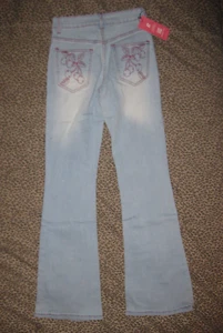 Romwe kawaii cherry embroidery flare leg jeans S light wash Y2K nwt - Picture 1 of 2