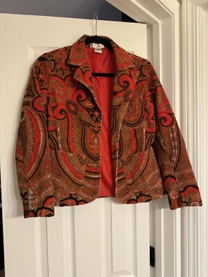 Куртка блейзер Isaac Mizrahi красный хлопок пейсли размер S - Изображение 1 из 4