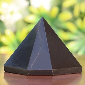 Natural Black tourmaline 8 Faceted Pyramid Healing India - Picture 1 of 11