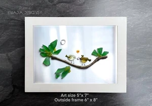 New Handmade Framed sea glass picture, wall art birds, home decor, birds family - Picture 1 of 4