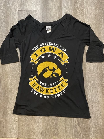 Iowa Hawkeyes Creative Apparel Women’s Size XL Black 3/4 Sleeve Shirt Cover