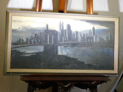 Schoenfeld Artist c1961 Oil on Canvas New York SkyLine - Image 1 of 4