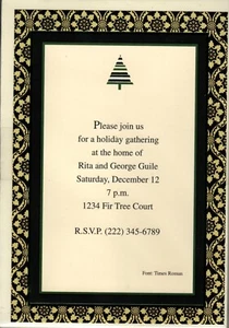 Árbol de Navidad y Borde de Lámina Dorada Sello Invitaciones de Fiesta de Navidad - Juego de 10 - Imagen 1 de 2