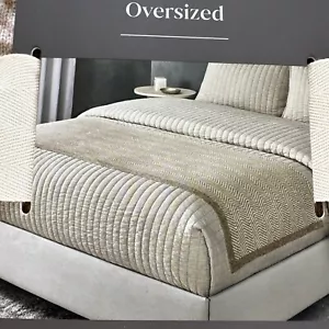 Luxuriöser Merinowolle & Kaschmir Oversize Fischgrät Überwurf in Beige/Creme.Neu! - Bild 1 von 8