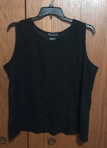 Women’s Dialogue Size 2X 22/24 Sleeveless Black Top Shirt Blouse Lined Casual - Picture 1 of 4