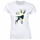 Floral Deer Image Funny T-Shirt for Women
