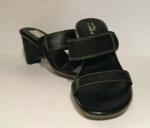 ZAPATOS TACÓN CUÑA CUERO NEGRO PUNTA ABIERTA ESTRICTAMENTE CÓMODOS MUJER TALLA 7M - Imagen 1 de 6