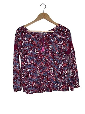 Top campesino floral manga 3/4 Roxy borgoña talla X-grande Foto 1 de 4