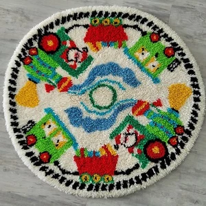 Bucilla Latch Tree Skirt or Rug Santa Train Christmas Completed 3" Diameter - Picture 1 of 3