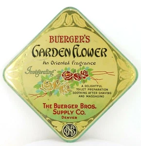 BUERGER'S GARDEN FLOWER Barber Shop Rasur Blech Werbeschild Denver - Bild 1 von 5