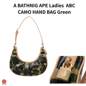 BOLSO DE MANO BATHNIG APE Damas ABC CAMUFLAJE Cuero PVC Forma Luna Verde W27cm H20cm - Imagen 1 de 4