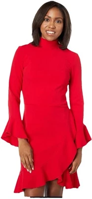 Nuevo con etiquetas Vestido Tommy Hilfiger Para Mujer Rojo Cuello Simulado Manga Campana A1IC1FKA, EE. UU. Talla 6 Foto 1 de 4