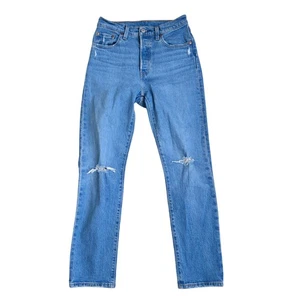 Pantalones de mezclilla Levi's 501 corte original rasgados lavado claro botón mosca mujer talla 25 - Imagen 1 de 9