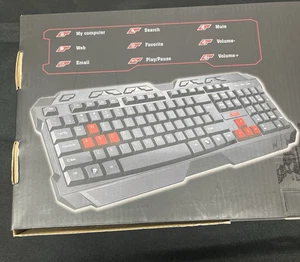 AZZA KBAZ-005 Black and Red USB Wired Gaming Keyboard with hot key specs - Picture 1 of 5