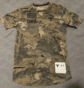 PROJECT ROCK VETERANS DAY CAMO UNDER ARMOUR MEN’S SMALL SHIRT RARE EMBROIDERED - Picture 1 of 7