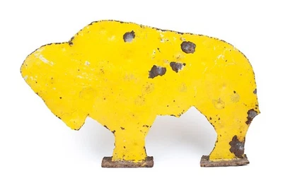 GRANDE De Colección Bisonte Búfalo Hecho a Mano Metal Pintado Galería de Tiro Carnaval Objetivo Foto 1 de 4