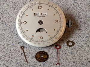 VNTG RH MACY & CO 17J LUSSERNA TRIPLE DATE MOON PHASE MOVEMENT PARTS/REPAIR~TICS - Picture 1 of 14