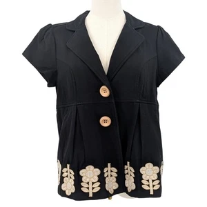 Ivy Jane bestickte Baumwolle Jacke Oberteil Gr. M schwarz Western Boho Kurzarm - Bild 1 von 10