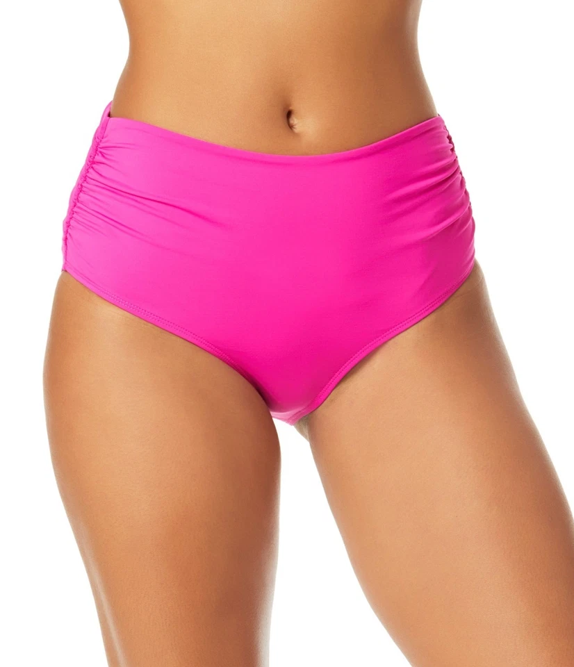 Parte inferior de natación de bikini fruncido cintura alta Anne Cole L88702 para mujer, hibisco, M Foto 1 de 4
