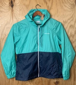 Columbia Hoodie Windbreaker Jacket Men's XL Green & Navy Full Zip Lightweight - Picture 1 of 7