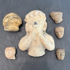 Pre Columbian Figuren Gesichter Köpfe Lot X6 Nachlass - Bild 1 von 20