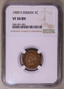 1909-S Indian Cent NGC VF30BN ***RARE ORIGINAL BETTER DATE COIN*** - Picture 1 of 4