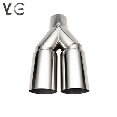 2.5'' ID 3'' OD Universal Welding Dual Exhaust Muffler Tips Straight Cut 255mm - Image 1 of 4