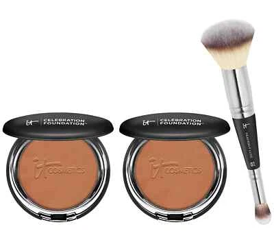IT Cosmetics Celebration Foundation Duo with Luxe Brush #7-Deep A615362 NEW - Image 1 of 2