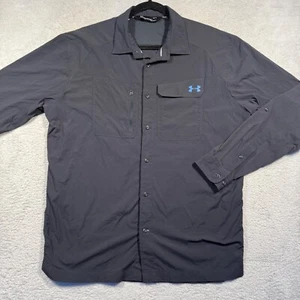 Under Armour HeatGear Button Up Shirt Lightweight Outdoor Gray Large - Picture 1 of 4