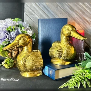 Brass Duck Book Ends Vintage Mallard Brass Paperweights Nautical Beach Decor * - Picture 1 of 10