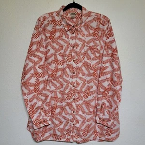 Duluth Trading Co donna XXL arancione palma manica lunga bottoni stampa foglie canapa - Foto 1 di 6
