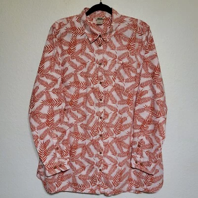 Duluth Trading Co Womens XXL Orange Palm Long Sleeve Button Down Leaf Print Hemp - Image 1 of 4