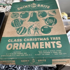 Glass Christmas Tree Ornaments Box of 12 VintageShiny Brite Box USA - Picture 1 of 3