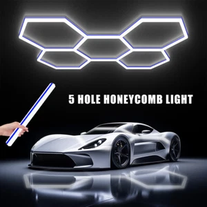 5 X Hexagon LED Lampe Werkstatt Garage Wand Decken Leuchte Waben Beleuchtung - Picture 1 of 26