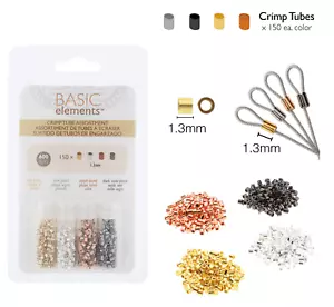 Tubos de engarce Beadsmith 1,3 mm, elementos básicos de Beadsmith, paquete de 4 colores de variedades - Imagen 1 de 2