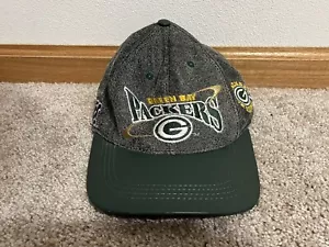 Vtg Pro Elite Green Bay Packers Genuine Leather Brim Snapback Hat Cap One Size - Picture 1 of 6