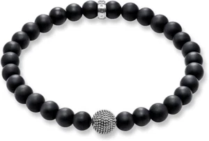 Bracciale elastico unisex Thomas Sabo con onice nero e Argento puntinato A1354 - Foto 1 di 2