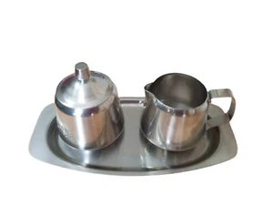 Oneida Northland Sugar and Creamer Set with Tray, Custom 18/8 Stainless Vintage - Picture 1 of 6