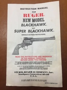VINTAGE 1981 INSTRUCTIONS & PARTS LIST RUGER NEW MODEL BLACKHAWK SUPER BLACKHAWK - Bild 1 von 3