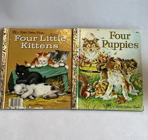 Lot Of (2) Four little kittens 1957 Four Puppies 1974 A little golden book - Foto 1 di 18