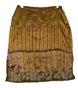 ELEGANT Dosa COLORFUL Strip PATCHWORK SILK Lightweight SKIRT SZ M SIDE ZIP - Picture 1 of 15