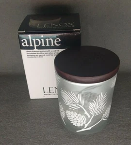 Lenox Alpine Pinecone Votive Holder Frosted Mirrored Glass Wooden Lid - Picture 1 of 12