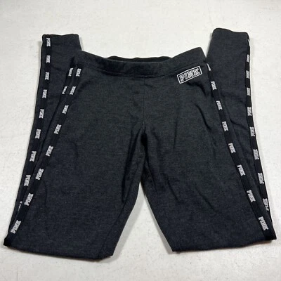 Victoria's Secret ROSA Doble Raya Logo Leggings Gris Negro Talla XS Foto 1 de 4