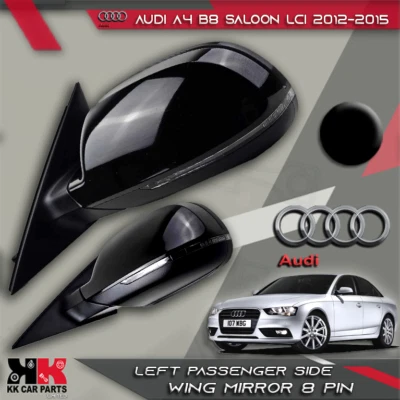 ESPEJO RETROVISOR IZQUIERDO PASAJERO AUDI A4 B8 LCI 2012-2015 NEGRO 8 PINES 18167 OEM Foto 1 de 4