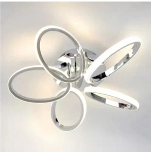 TOZING Dimmable Geometric Linear LED Semi-Flush Mount Ceiling Light w/ Remote - Picture 1 of 3