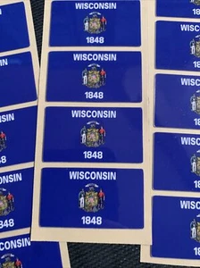 Wisconsin State Flagge Aufkleber WI Fahrrad Fußballhelm Baseball Aufkleber 1,9 Zoll x 1,1 Zoll - Bild 1 von 3